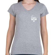 PRINTFASHION Super mom fehér - Női V-nyakú póló - Sport szürke női póló