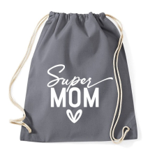 PRINTFASHION Super mom fehér - Sportzsák, Tornazsák - Grafitszürke tornazsák