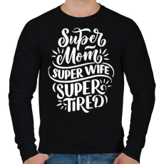 PRINTFASHION Super mom! - Férfi pulóver - Fekete