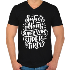 PRINTFASHION Super mom! - Férfi V-nyakú póló - Fekete