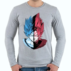 PRINTFASHION Super Saiyan Blue VS Super Saiyan Rose - Férfi hosszú ujjú póló - Sport szürke