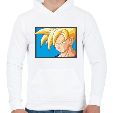 PRINTFASHION Super Saiyan Goku - Férfi kapucnis pulóver - Fehér férfi pulóver, kardigán