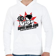 PRINTFASHION Super Saiyan Gym - Férfi kapucnis pulóver - Fehér férfi pulóver, kardigán