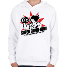 PRINTFASHION Super Saiyan Gym - Gyerek kapucnis pulóver - Fehér gyerek pulóver, kardigán