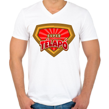 PRINTFASHION SUPER TÉLAPÓ - Férfi V-nyakú póló - Fehér férfi póló