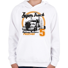 PRINTFASHION Super Truck Highway - Gyerek kapucnis pulóver - Fehér