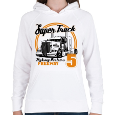 PRINTFASHION Super Truck Highway - Női kapucnis pulóver - Fehér női pulóver, kardigán