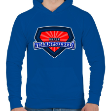 PRINTFASHION SUPER VILLANYSZERELŐ - Férfi kapucnis pulóver - Királykék férfi pulóver, kardigán