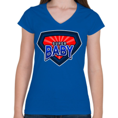 PRINTFASHION SUPERBABY - Női V-nyakú póló - Királykék