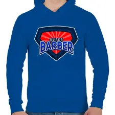 PRINTFASHION SUPERBARBER - Férfi kapucnis pulóver - Királykék férfi pulóver, kardigán