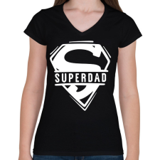 PRINTFASHION Superdad - Női V-nyakú póló - Fekete női póló