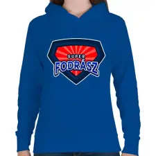 PRINTFASHION SUPERFODRÁSZ - Női kapucnis pulóver - Királykék női pulóver, kardigán