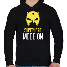 PRINTFASHION SUPERHERO MODE ON - Férfi kapucnis pulóver - Fekete férfi pulóver, kardigán