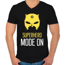 PRINTFASHION SUPERHERO MODE ON - Férfi V-nyakú póló - Fekete férfi póló