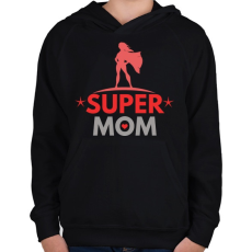 PRINTFASHION supermom2 - Gyerek kapucnis pulóver - Fekete