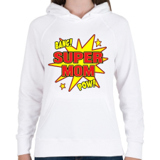 PRINTFASHION Supermom - Női kapucnis pulóver - Fehér női pulóver, kardigán