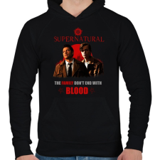 PRINTFASHION supernatural castial and jack - Férfi kapucnis pulóver - Fekete férfi pulóver, kardigán