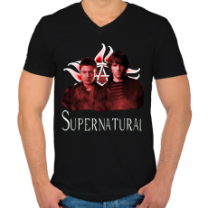 PRINTFASHION supernatural - Férfi V-nyakú póló - Fekete