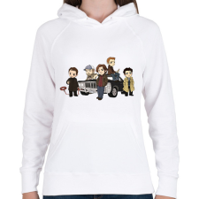 PRINTFASHION Supernatural - Odaát - Női kapucnis pulóver - Fehér női pulóver, kardigán