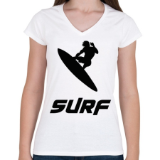 PRINTFASHION SURF - Női V-nyakú póló - Fehér női póló