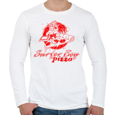 PRINTFASHION Surfer Boy Pizza - Férfi hosszú ujjú póló - Fehér