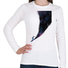 PRINTFASHION Surfing the universe - Női hosszú ujjú póló - Fehér női póló
