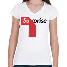 PRINTFASHION Surprise - Női V-nyakú póló - Fehér női póló