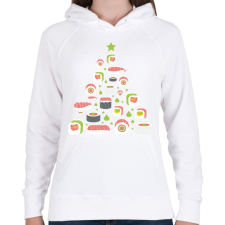 PRINTFASHION Sushi fenyőfa - Női kapucnis pulóver - Fehér női pulóver, kardigán