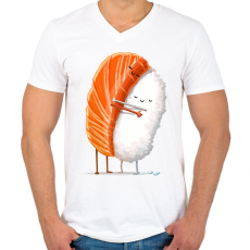 PRINTFASHION Sushi lover - Férfi V-nyakú póló - Fehér