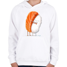 PRINTFASHION Sushi lover - Gyerek kapucnis pulóver - Fehér
