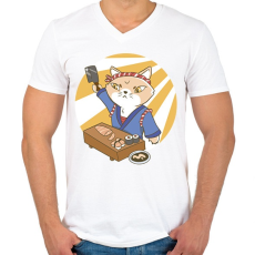 PRINTFASHION Sushi mester - Férfi V-nyakú póló - Fehér