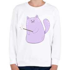 PRINTFASHION Sütögető cica - Gyerek pulóver - Fehér gyerek pulóver, kardigán