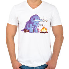 PRINTFASHION Sütögető triceratopsz - Férfi V-nyakú póló - Fehér férfi póló