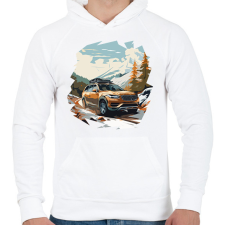 PRINTFASHION SUV a hegyekben - Férfi kapucnis pulóver - Fehér férfi pulóver, kardigán