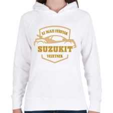 PRINTFASHION Suzukis sofőr - Női kapucnis pulóver - Fehér női pulóver, kardigán