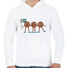 PRINTFASHION Svéd húsgolyók - Férfi kapucnis pulóver - Fehér