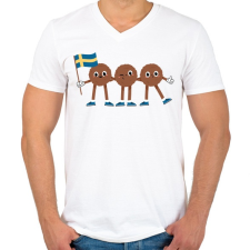 PRINTFASHION Svéd húsgolyók - Férfi V-nyakú póló - Fehér férfi póló