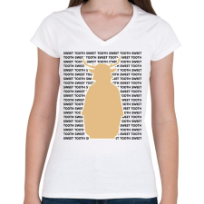 PRINTFASHION Sweet Tooth - Szöveges - Női V-nyakú póló - Fehér női póló