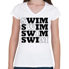 PRINTFASHION Swim - Női V-nyakú póló - Fehér