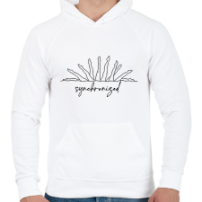 PRINTFASHION Synchronized - Férfi kapucnis pulóver - Fehér férfi pulóver, kardigán