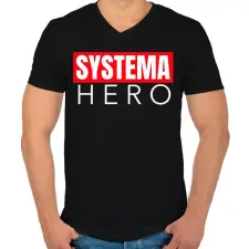 PRINTFASHION SYSTEMA HERO - Férfi V-nyakú póló - Fekete férfi póló