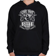 PRINTFASHION Szabad motoros - Gyerek kapucnis pulóver - Fekete gyerek pulóver, kardigán