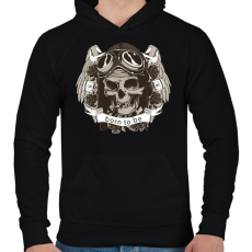 PRINTFASHION Szabadnak született - Férfi kapucnis pulóver - Fekete