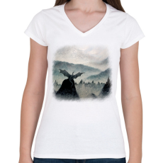 PRINTFASHION Szabadság - Női V-nyakú póló - Fehér