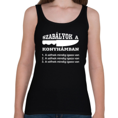 PRINTFASHION Szabályok a konyhámban - Női atléta - Fekete