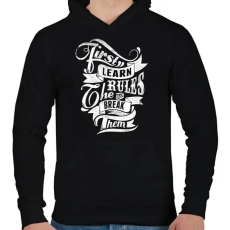 PRINTFASHION Szabályok - Férfi kapucnis pulóver - Fekete
