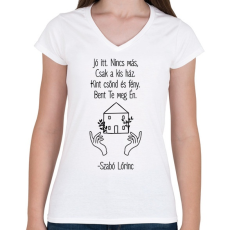 PRINTFASHION Szabó Lőrinc - Nyár - Női V-nyakú póló - Fehér