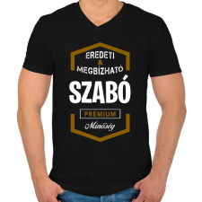 PRINTFASHION Szabó prémium minőség - Férfi V-nyakú póló - Fekete férfi póló