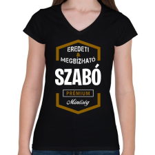 PRINTFASHION Szabó prémium minőség - Női V-nyakú póló - Fekete női póló