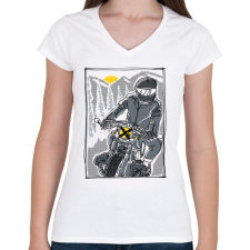 PRINTFASHION Száguldás - Női V-nyakú póló - Fehér női póló